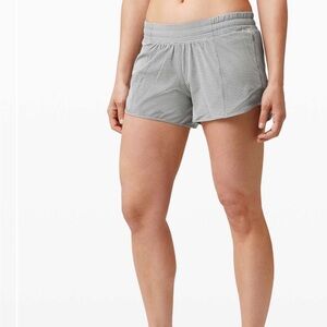 Lululemon Women's Hotty Hot Gray Striped 4 inch Shorts, size 8